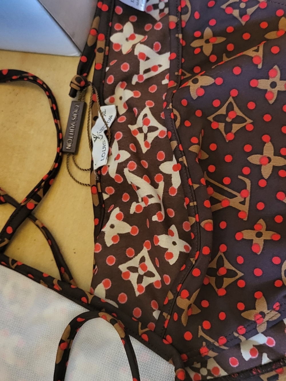 Inspired By L.V.Red and Brown Monogram Bikini - Picture 4 of 5